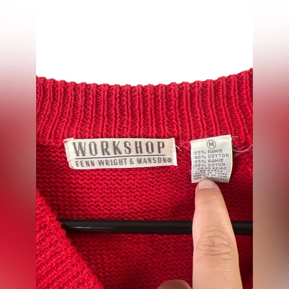 Vintage red v neck sweater - Picture 3 of 4